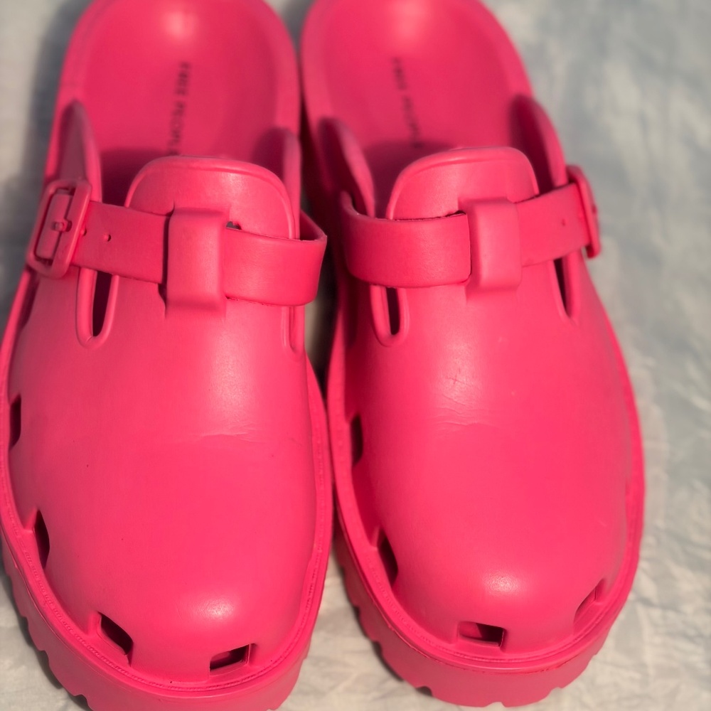 Free People Karlie Buckle Hot Pink Clogs  Women's Sz 10